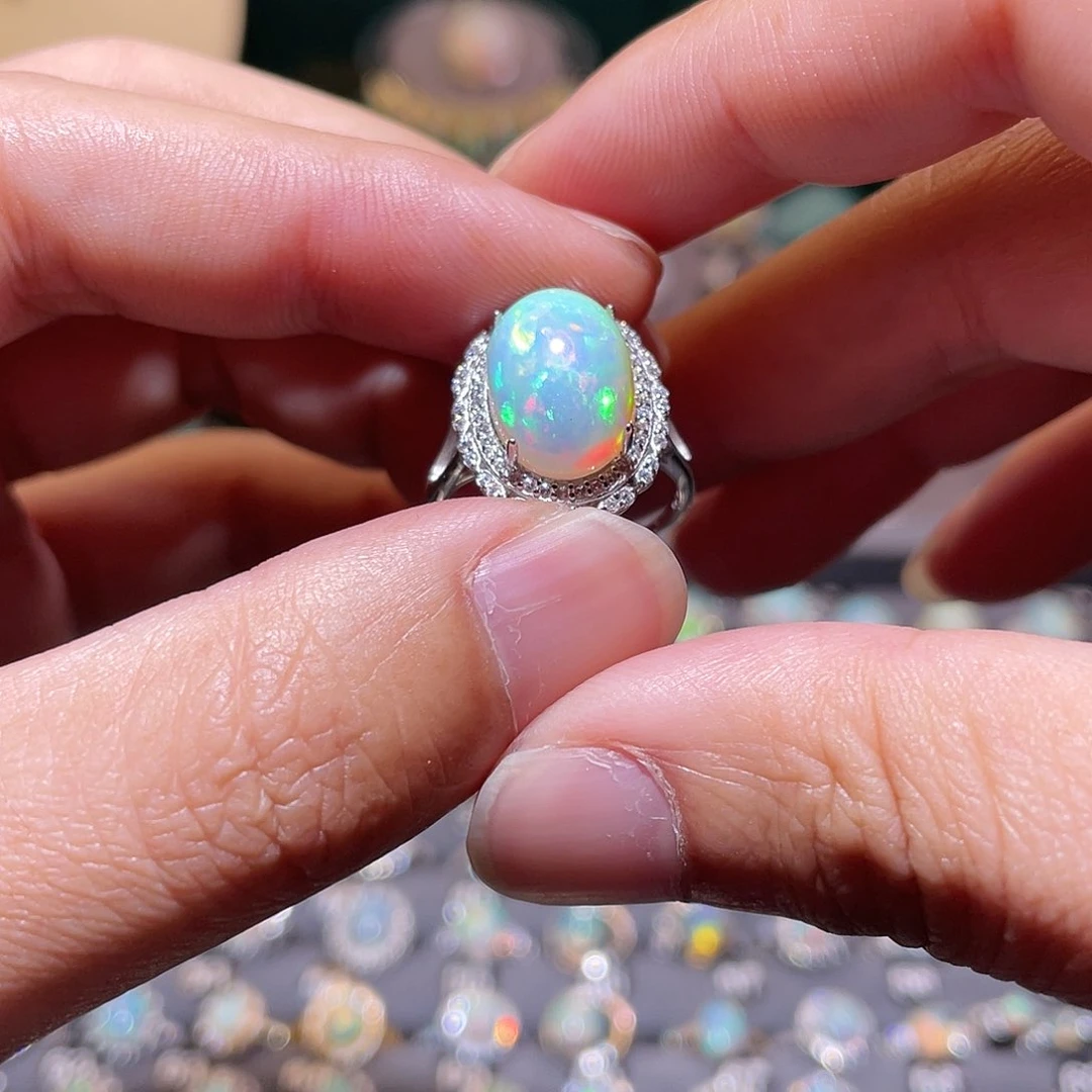 银S925镶嵌欧泊戒指）婷*?