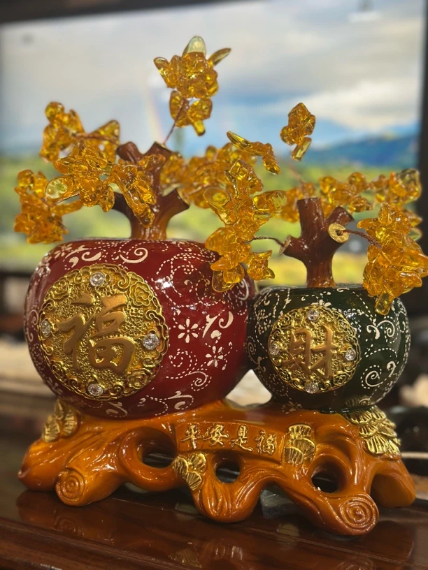 高档摆件平安是福存钱罐大号金色