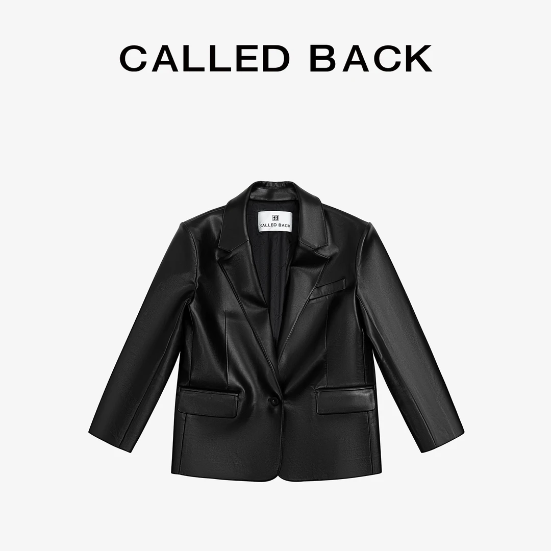 CALLED BACK秋季新款气质百搭时尚休闲宽松外套黑色皮衣女