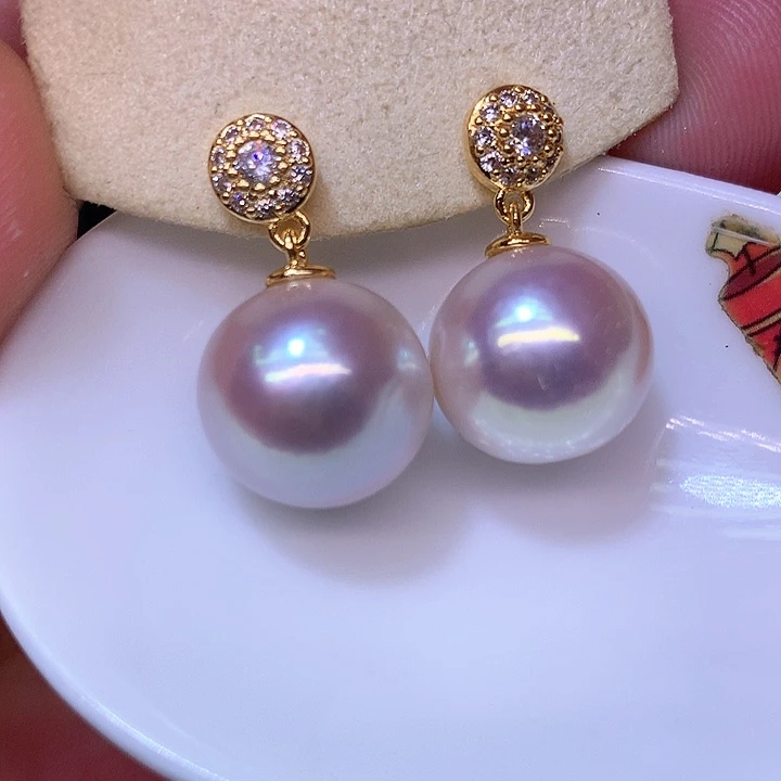 银S925镶嵌耳饰淡水珍珠