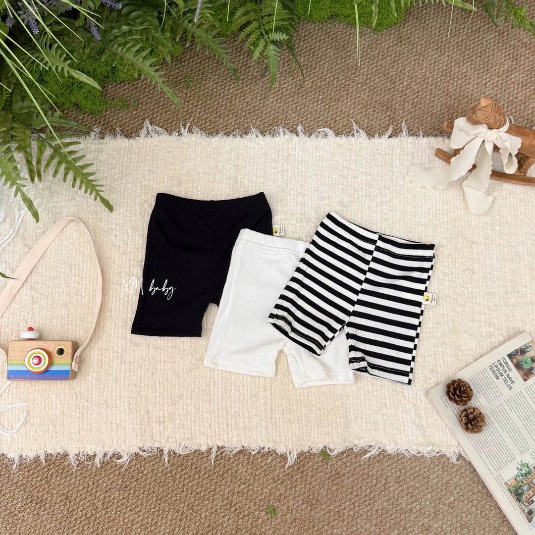 萱妈家-X38【百搭小中裤】纯色条纹三条装组合浮力