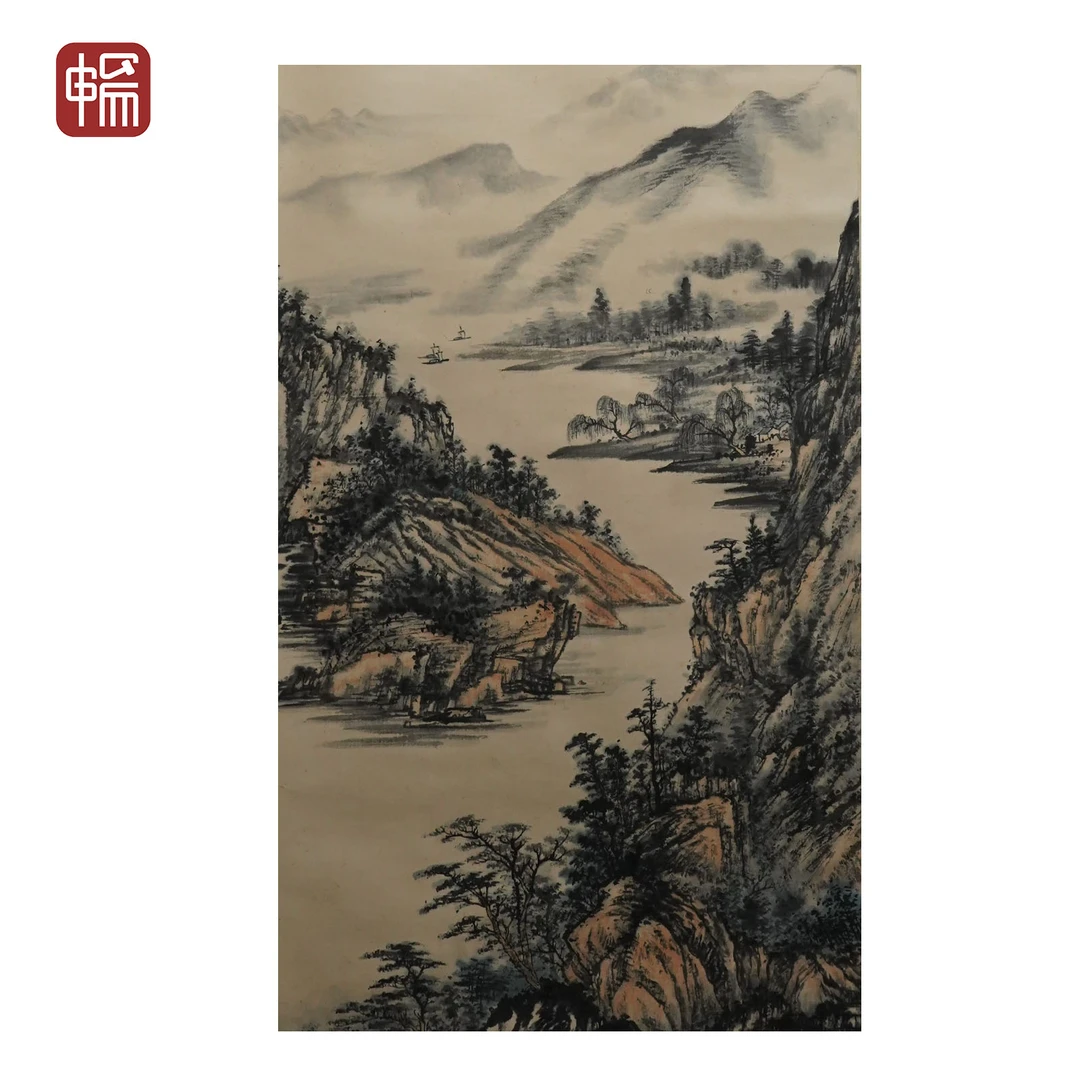 B073 近现代《嘉陵春晓图》董谐柏64*137(7.89平尺) 纸本立轴 FL