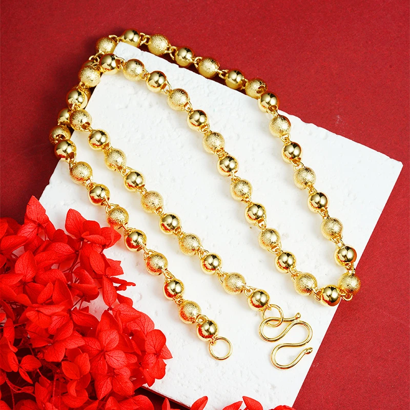 合金项链 跨境越南时尚饰品项链简约百搭男士光面圆珠链子霸气