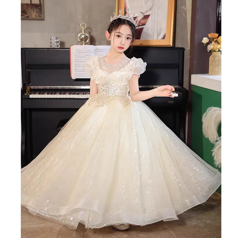 【芙蓉花开短袖】花朵生日走秀重工公主裙高端儿童礼服花童主持