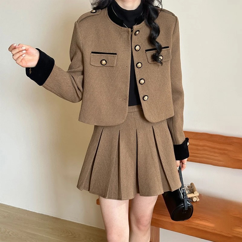 掐腰名媛小香风套装裙2024新款爆款秋冬小15女款小个子辣妹套装