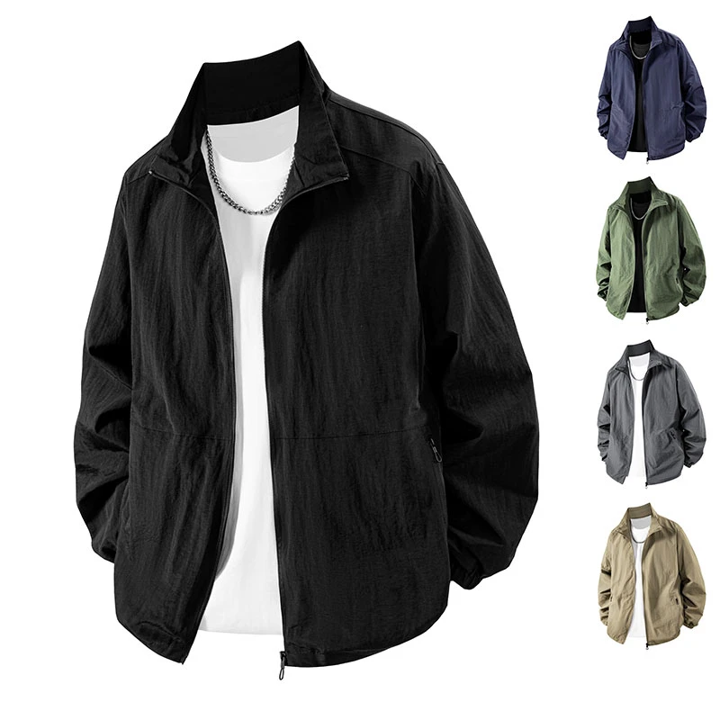 秋季薄款立领男三防透气男士夹克休闲夹克防紫外大码运动户外宽松