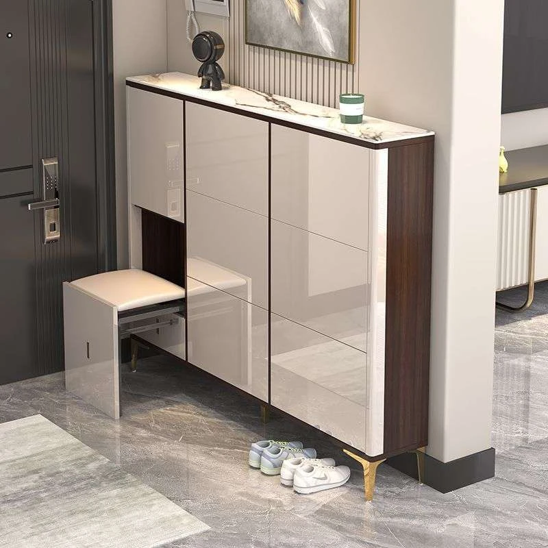 17超薄鞋柜翻斗鞋柜门后鞋柜入户门口靠墙走廊窄边鞋柜带换鞋凳