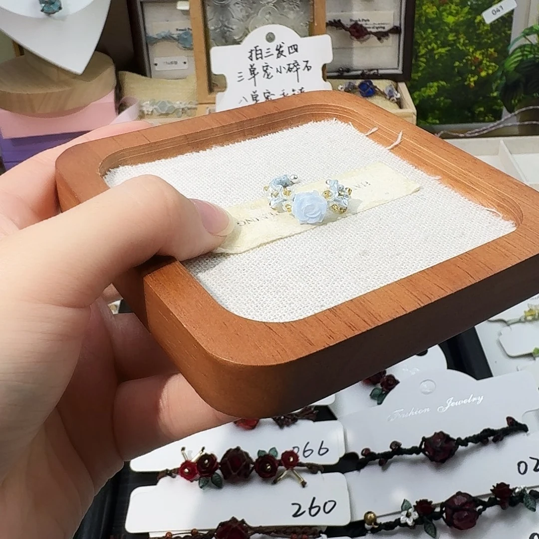 石英石纯铜浅蓝戒指