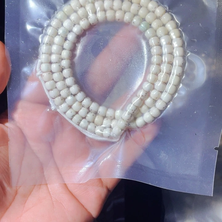 吊坠星月菩提原生态骨瓷白6x5直切数星星108