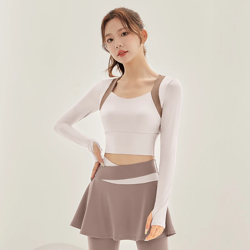 【54号】JT32512P瑜伽服女长袖固定杯运动专业速干上衣修身LJ