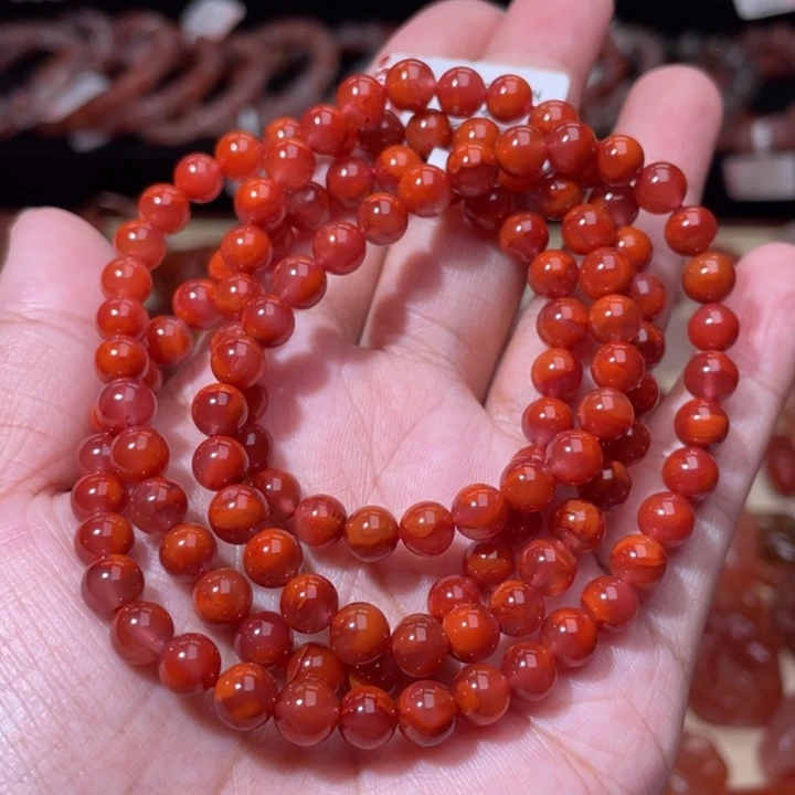 南红玛瑙火焰纹多圈6+未镶嵌1494