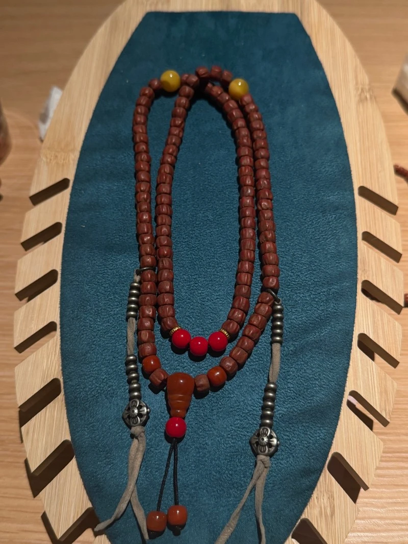 老绿金刚菩提松珠石手串佛珠挂坠1229-015