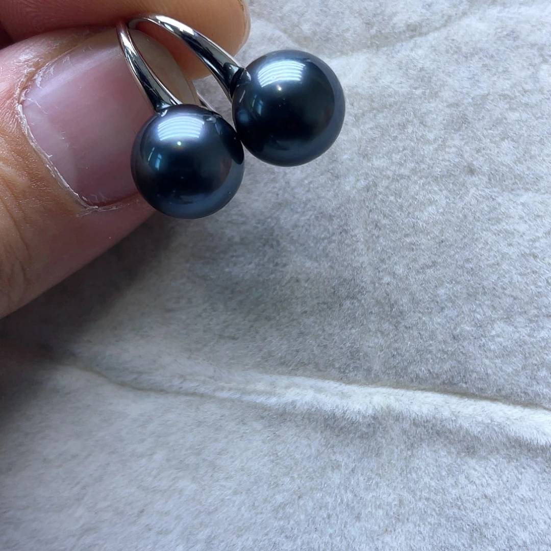 海水珍珠耳饰银S925镶嵌