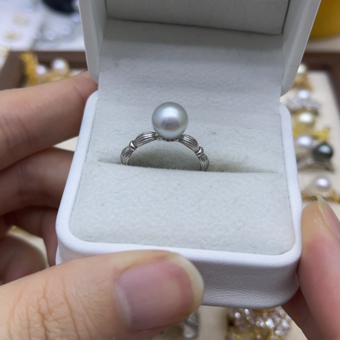 戒指海水珍珠银S925镶嵌