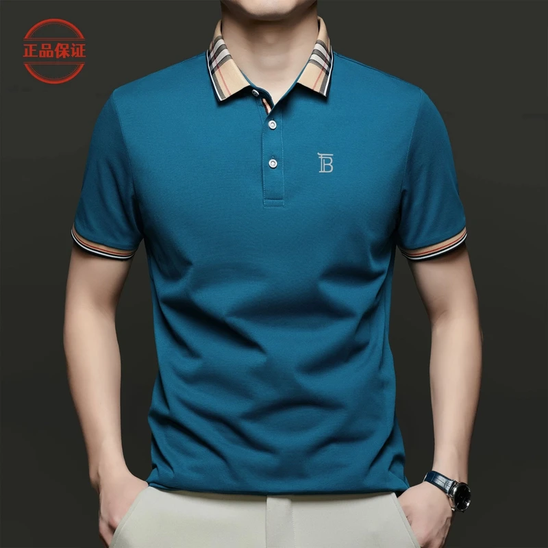 LUNBBLRRY高档轻奢级重磅纯棉t恤男半袖夏季薄款polo衫爸爸透气
