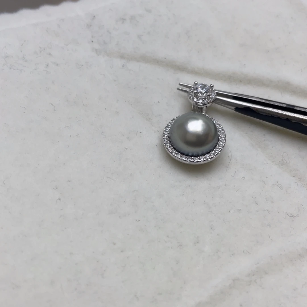 银S925镶嵌吊坠(不含链)海水珍珠