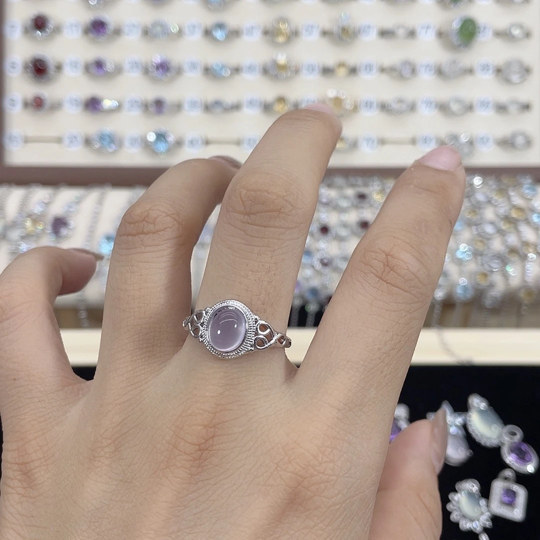 小***西银S925镶嵌戒指萤石