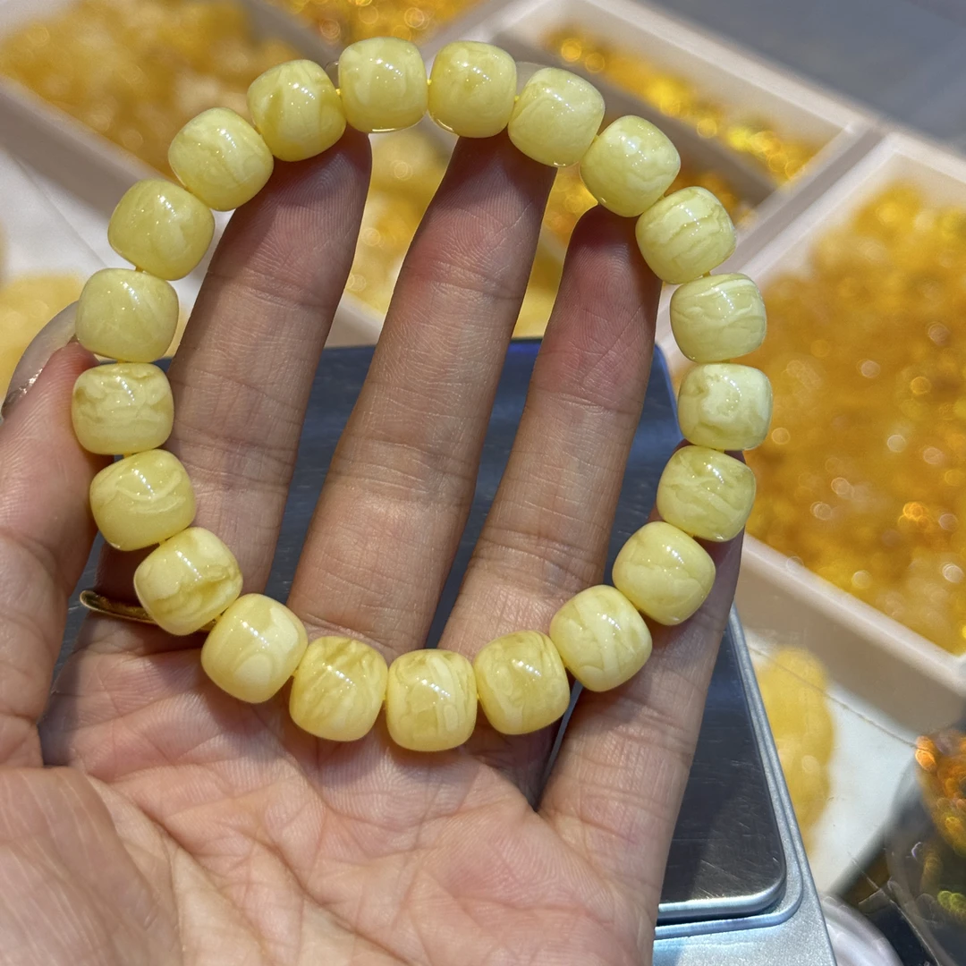 天然原矿俄料满蜡妖花精工手串11mm素圈