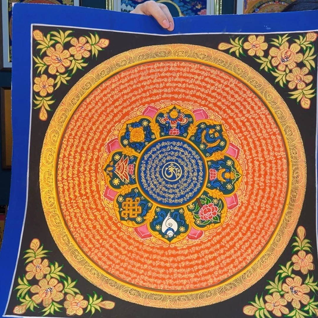 卷轴画手绘唐卡 50厘米六字