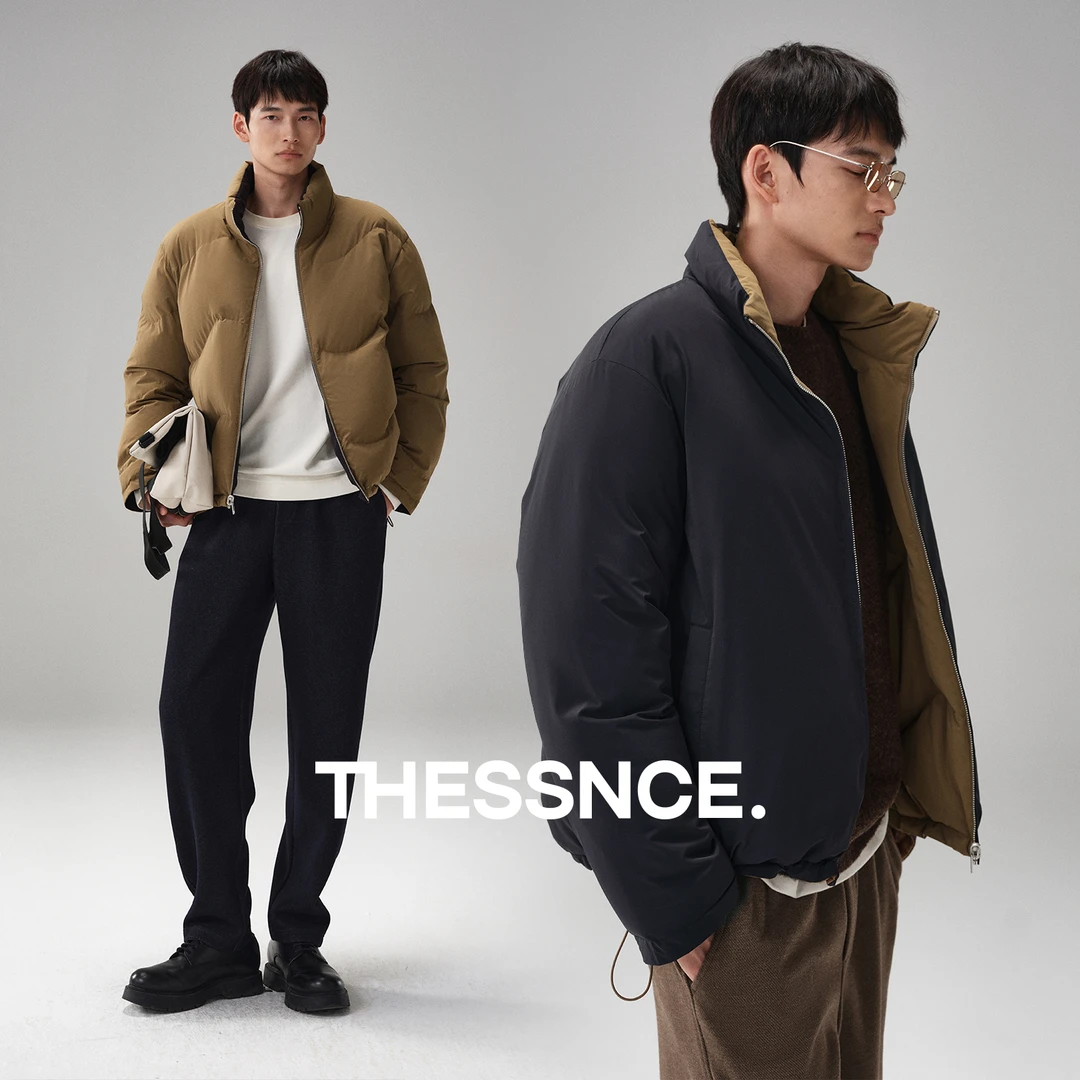 【柳桥羽绒】双面穿羽绒服 90%白鸭绒 波浪绗线设计 男冬