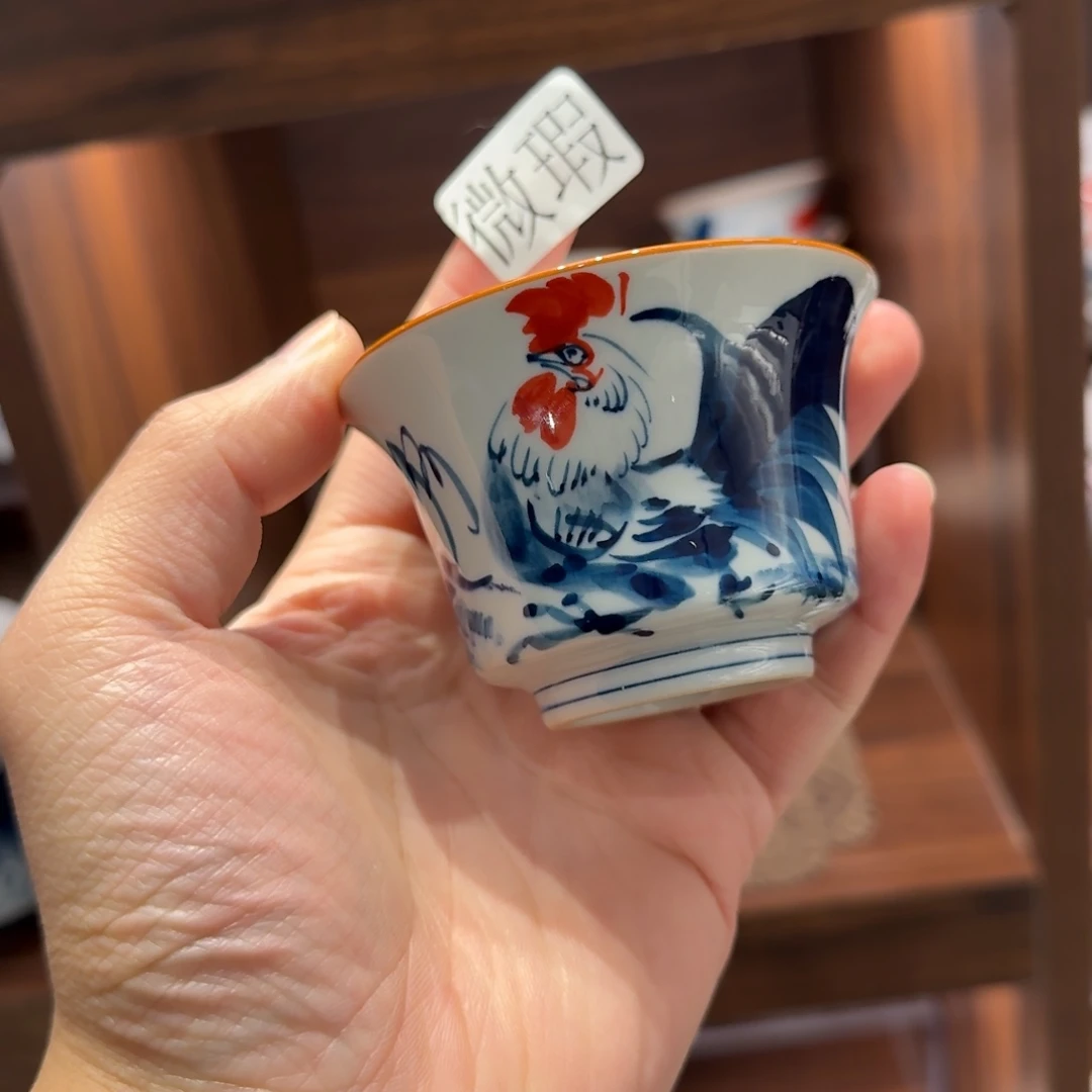 釉下手绘茶具微瑕