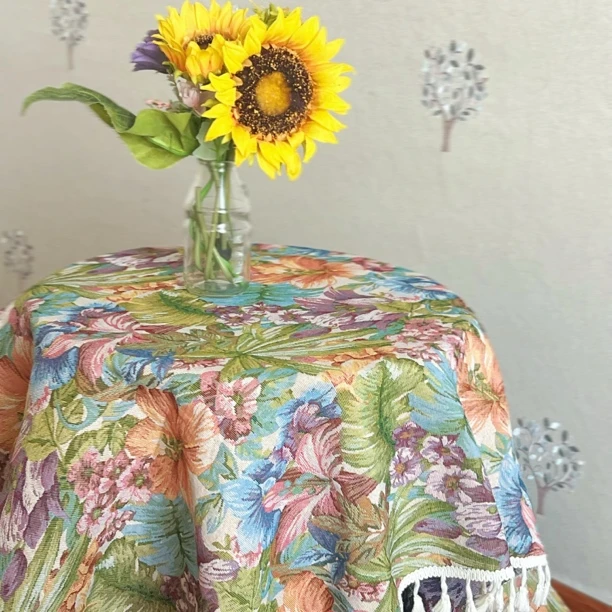 复古民族风波西米亚棉麻提花布艺长方形餐桌布台布茶几布