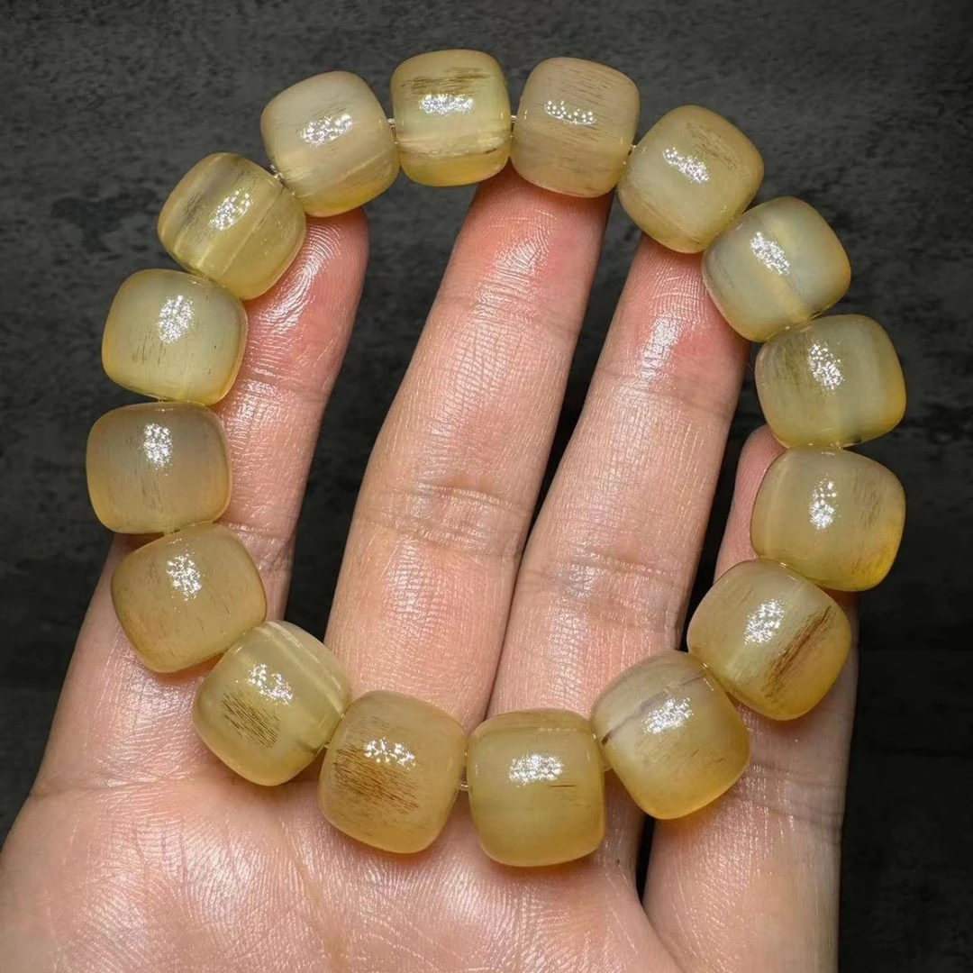 非金属树脂手链 羊角手串高原精灵通天眼荔枝色天然血料