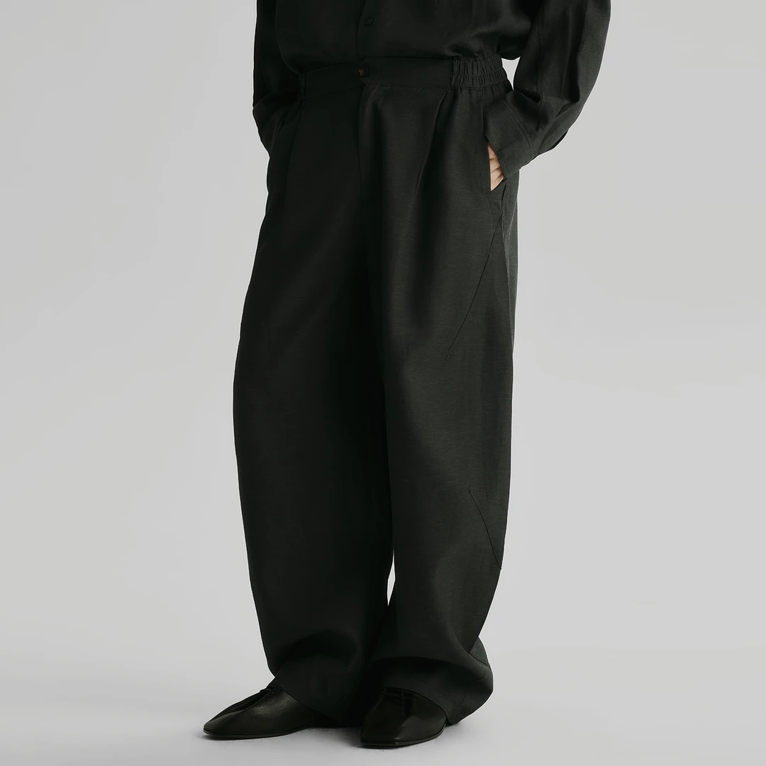 CityDay【楠哥】星芒织理亚麻老钱弯刀慵懒宽松休闲长裤子男 6959