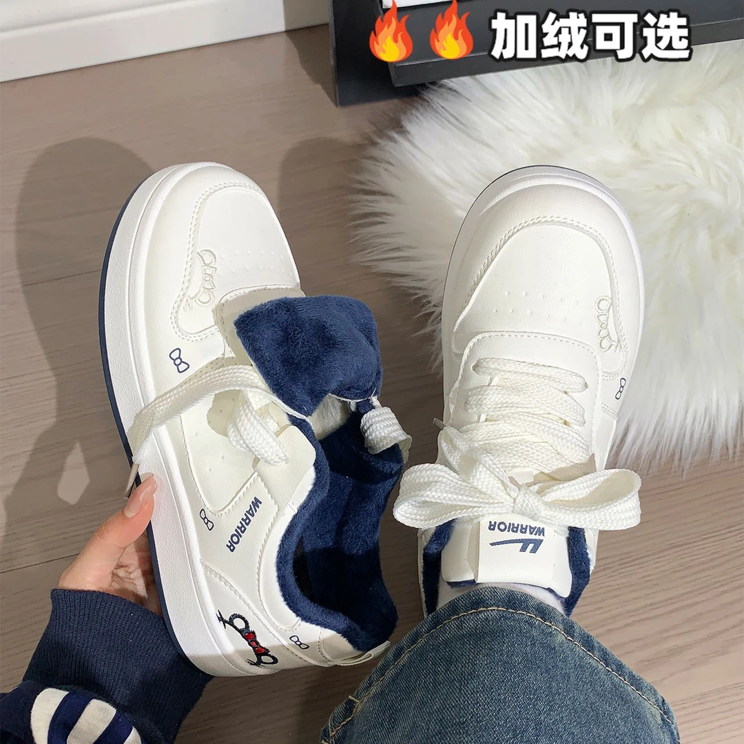 Warrior/回力加绒小白鞋女2025秋冬新款厚底保暖二棉女鞋百搭鞋子