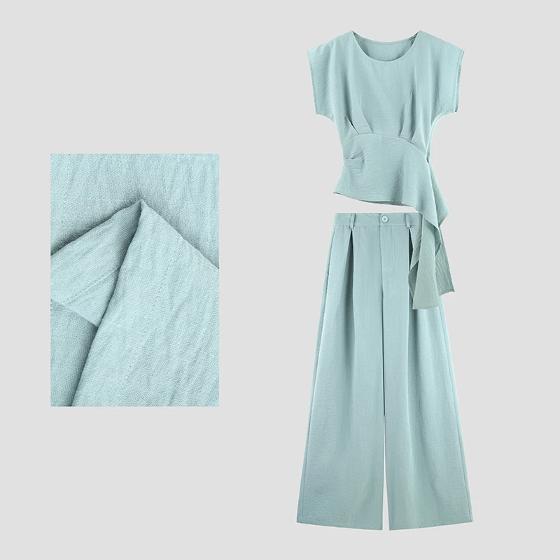 【静儿老师专属】圆领无袖套头上衣高腰休闲裤时尚套装SHBZC621205