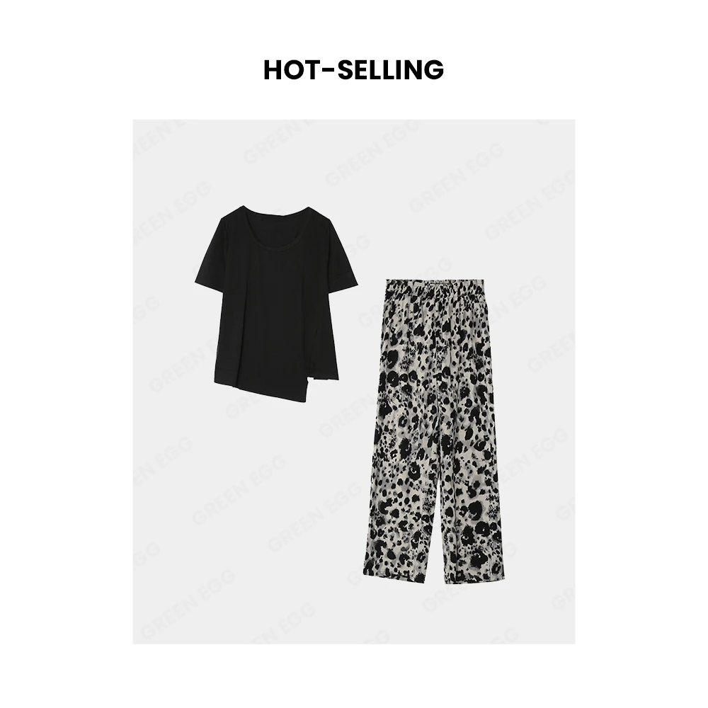 【五一狂欢】MJ217夏季新品慵懒休闲风薄款T恤宽松 褶皱扎染套装