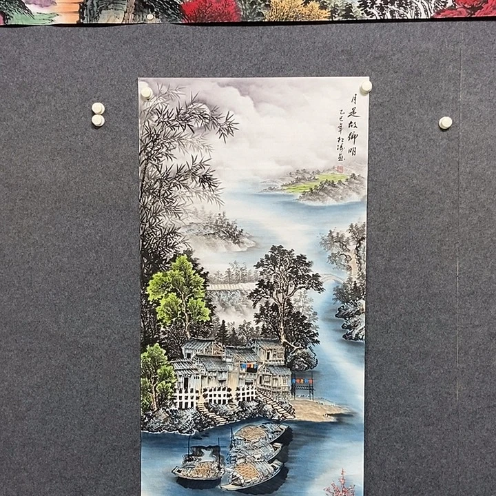国画四尺江南夜景一副
