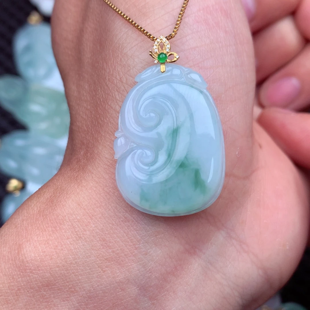 翡翠18K金镶嵌吊坠(不含链)