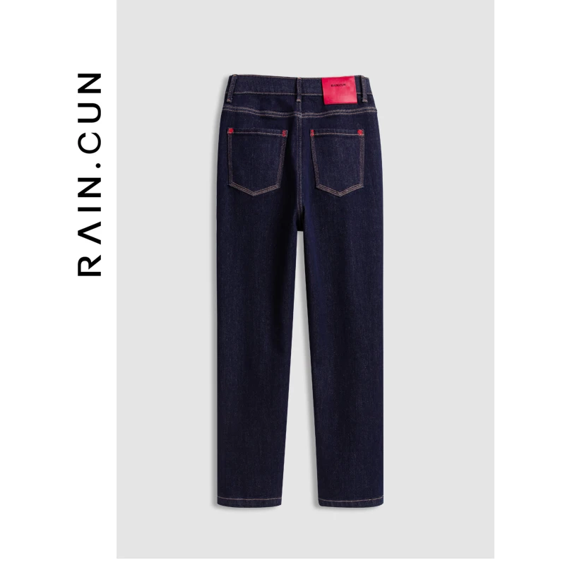 流量丹宁蓝气质高级感直筒牛仔裤女高腰小个子九分烟管法棍裤168