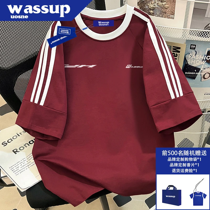 美式简约字母纯棉男生短袖夏日潮牌重磅上衣宽松大码帅气半袖T恤