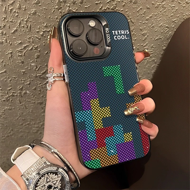 俄罗斯方块适用苹果16promax手机壳像素iphone15promax保护壳潮流