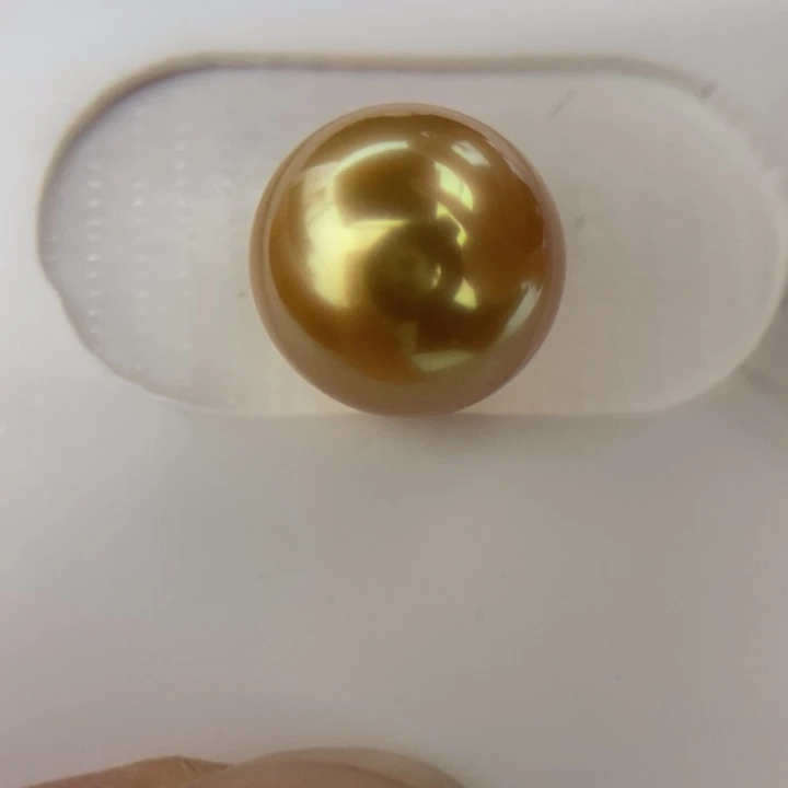 裸珠未镶嵌海水珍珠11.0mm正圆炫彩浓茶金小极光