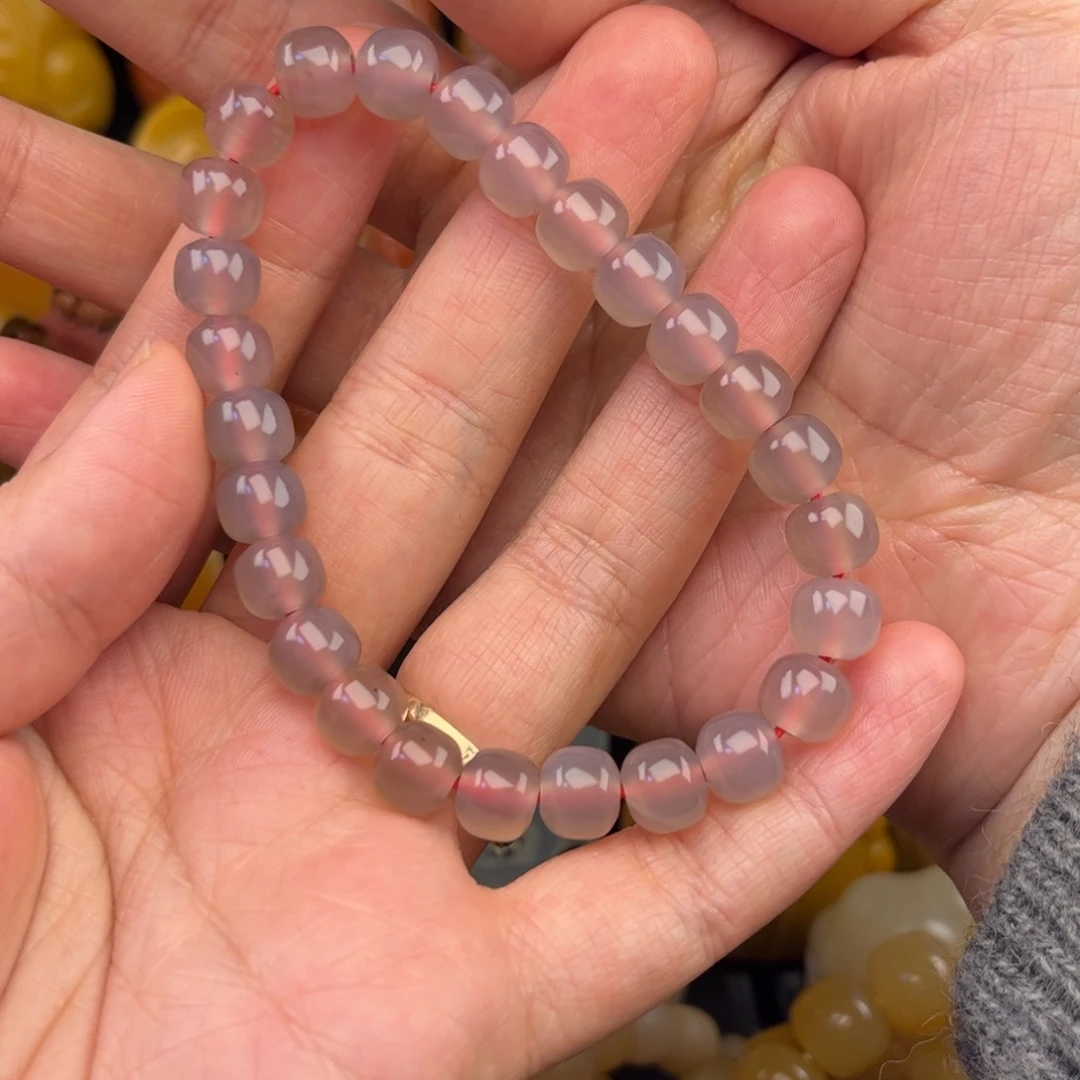 黑***主石英质玉未镶嵌木化玉手串