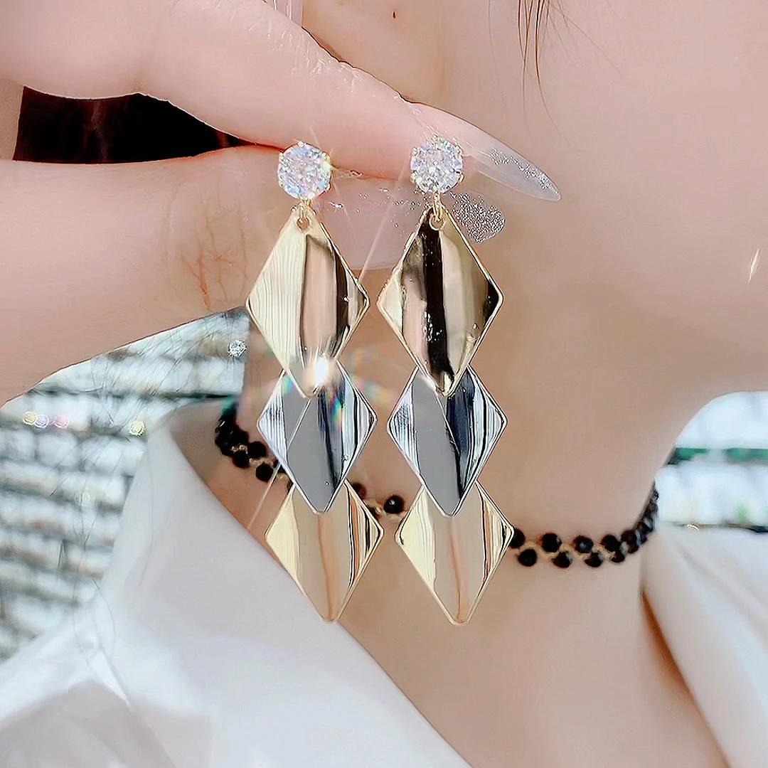 铜合金耳饰 254日韩金属风小众轻奢大气长款个性