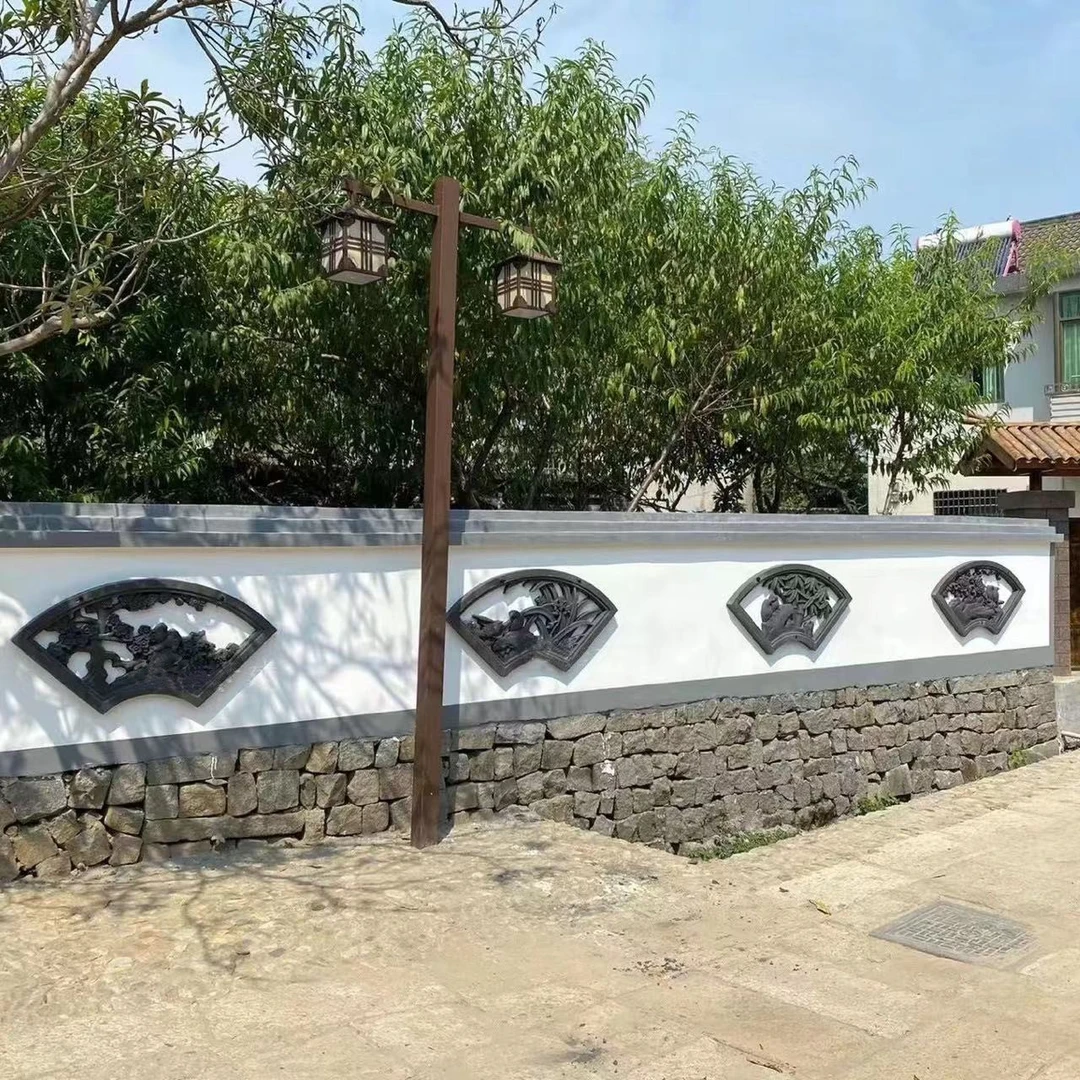 梦古镂空扇形梅兰竹菊树脂砖雕院墙仿古透窗塑料装饰围墙中式挂件