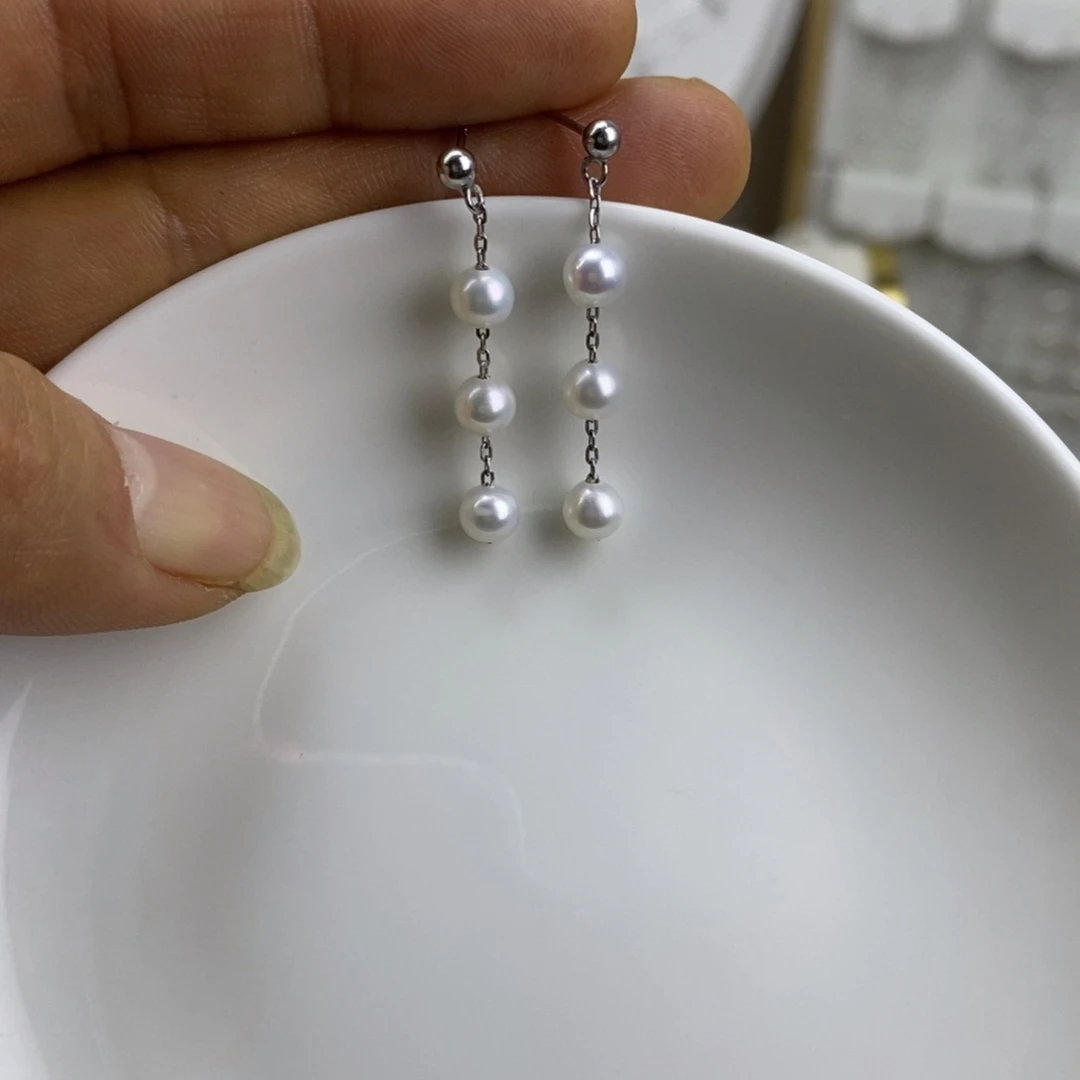 银S925镶嵌淡水珍珠耳饰