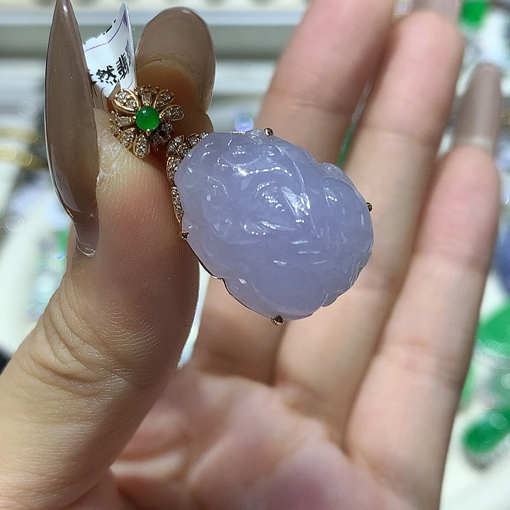 翡翠18K金镶嵌吊坠(不含链)