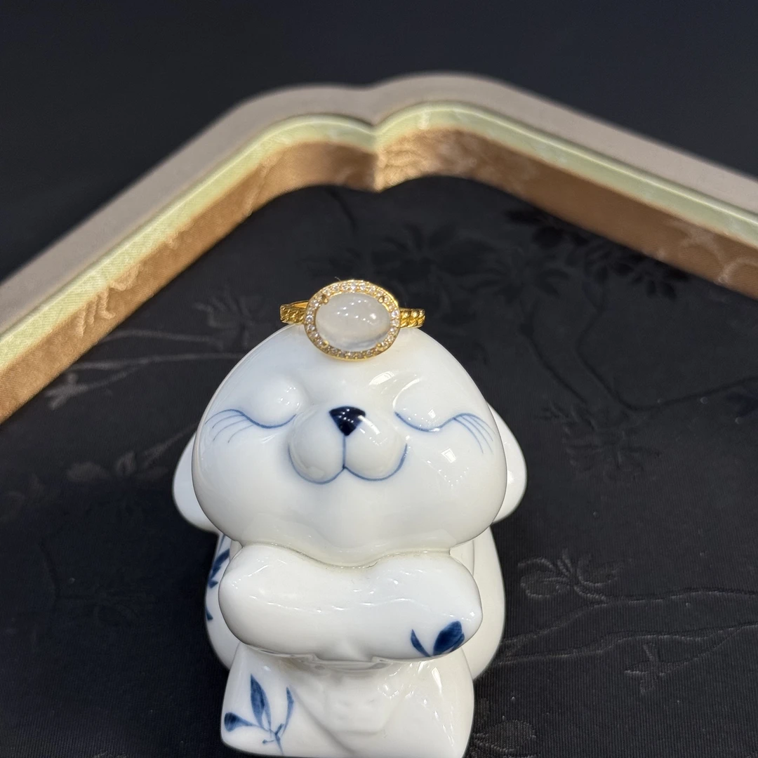 【清风】天然俄冰宝石光戒指银镶开口戒M553