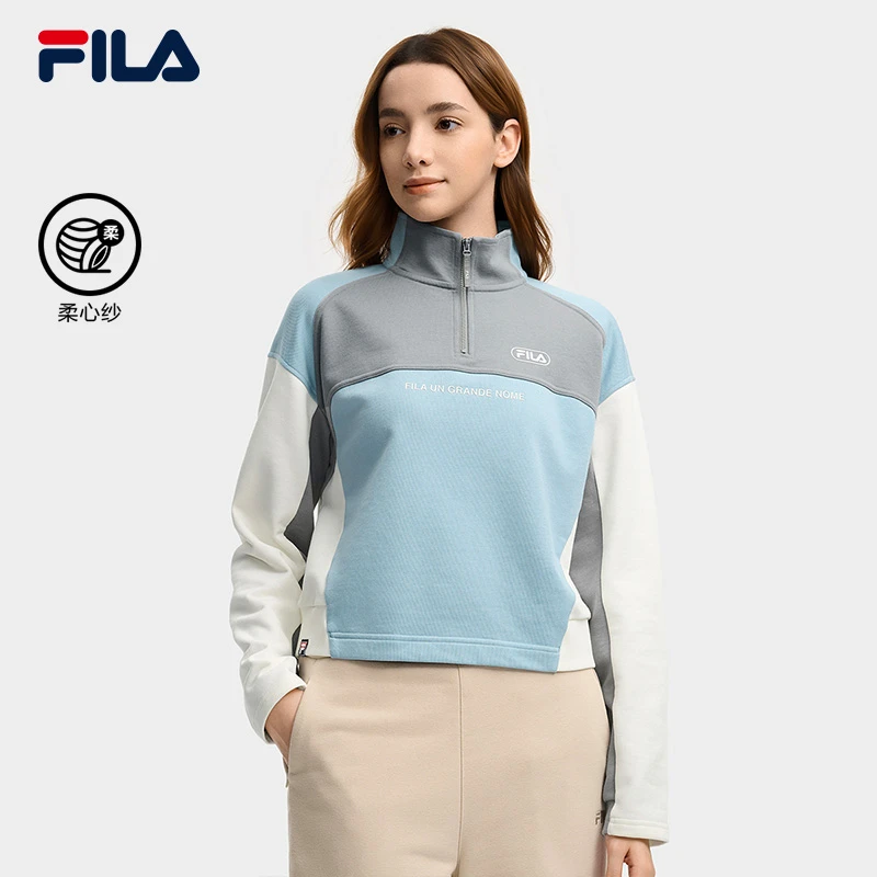 【时尚流光风】FILA/斐乐女秋冬款保暖挺括立领长袖卫衣F11W549220F