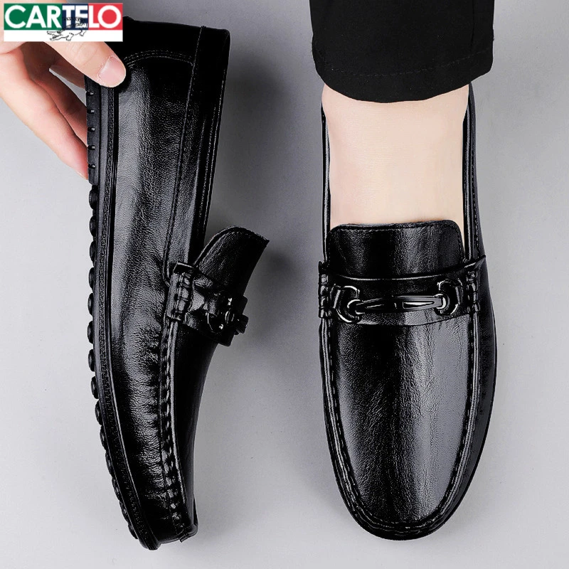 卡帝乐鳄鱼皮鞋男鞋秋季爆款2025新款一脚蹬休闲百搭豆豆鞋子男士