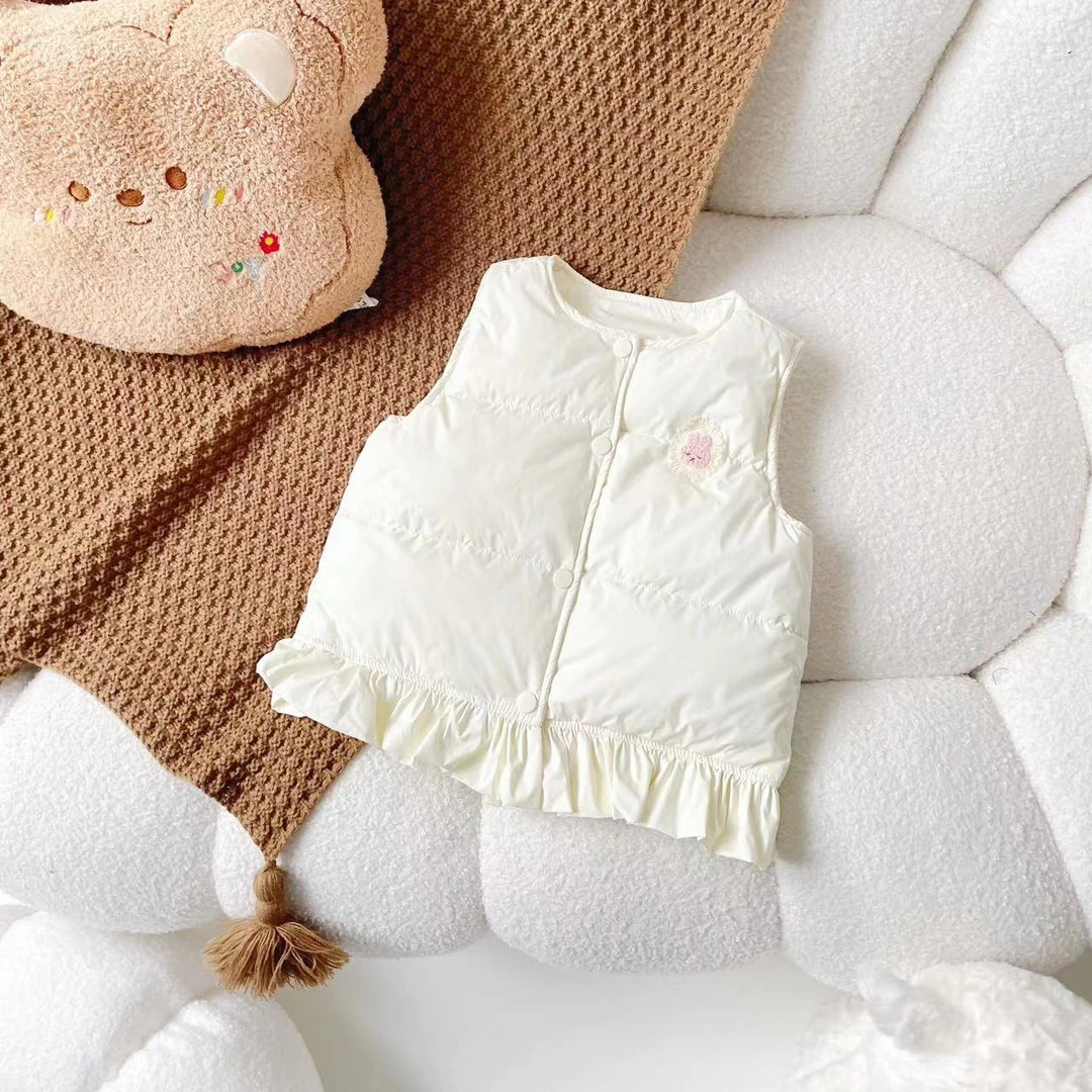 【现货】DY237128冬季新款儿童羽绒马甲新国标90白鸭绒女童外穿马夹