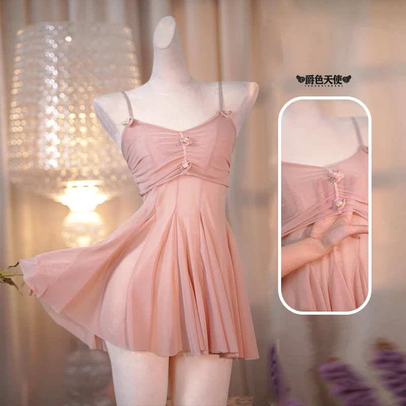 【樱花奶盖】（80-200斤）温柔吊带睡裙可爱网纱连衣裙纯欲夏季睡衣