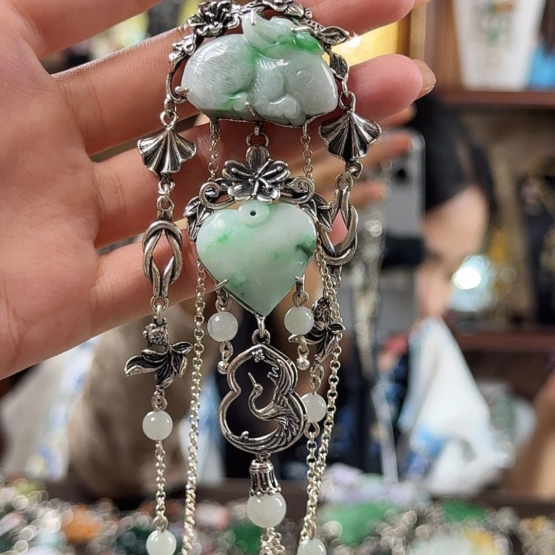 翡翠银S925镶嵌颈饰