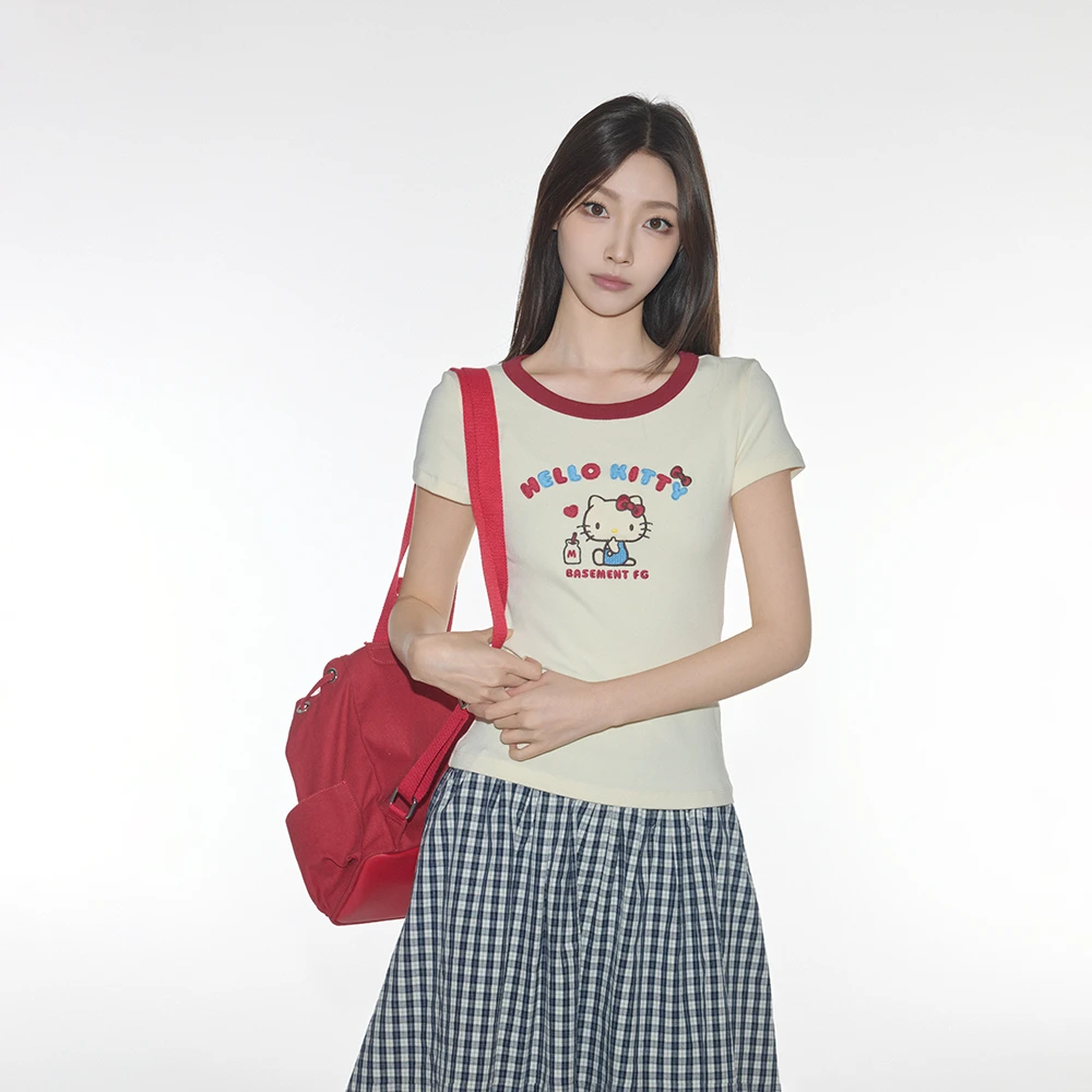 BASEMENT FGxHello Kitty美式复古印花针织短袖T恤251020865005