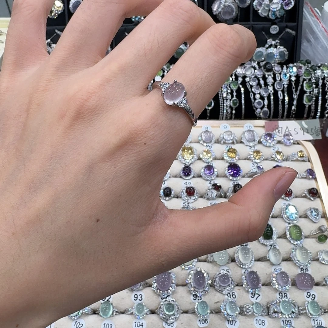 银S925镶嵌戒指烟晶戒指